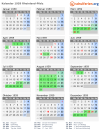 Kalender 1959 mit Ferien und Feiertagen Rheinland-Pfalz