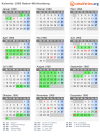 Kalender 1960 mit Ferien und Feiertagen Baden-Württemberg