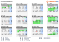 Kalender 1960 mit Ferien und Feiertagen Berlin