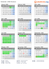 Kalender 1960 mit Ferien und Feiertagen Bremen
