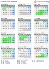 Kalender 1960 mit Ferien und Feiertagen Hamburg