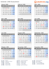Kalender 1960 mit Ferien und Feiertagen Deutschland