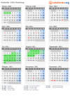 Kalender 1961 mit Ferien und Feiertagen Hamburg