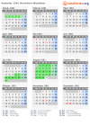 Kalender 1961 mit Ferien und Feiertagen Nordrhein-Westfalen