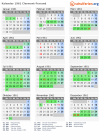 Kalender 1961 mit Ferien und Feiertagen Clermont-Ferrand
