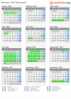 Kalender 1961 mit Ferien und Feiertagen Steiermark