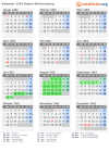 Kalender 1962 mit Ferien und Feiertagen Baden-Württemberg