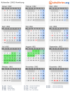 Kalender 1962 mit Ferien und Feiertagen Hamburg