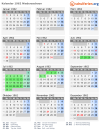 Kalender 1962 mit Ferien und Feiertagen Niedersachsen