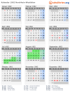 Kalender 1962 mit Ferien und Feiertagen Nordrhein-Westfalen