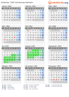 Kalender 1962 mit Ferien und Feiertagen Schleswig-Holstein