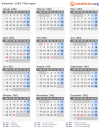 Kalender 1962 mit Ferien und Feiertagen Thüringen