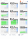 Kalender 1962 mit Ferien und Feiertagen Steiermark