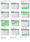 Kalender 1963 mit Ferien und Feiertagen Hamburg