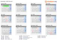 Kalender 1963 mit Ferien und Feiertagen Rouen