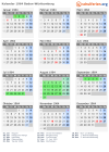 Kalender 1964 mit Ferien und Feiertagen Baden-Württemberg