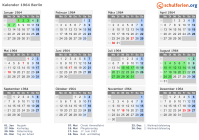 Kalender 1964 mit Ferien und Feiertagen Berlin