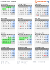 Kalender 1964 mit Ferien und Feiertagen Bremen