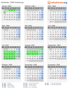 Kalender 1964 mit Ferien und Feiertagen Hamburg