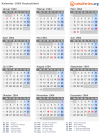 Kalender 1964 mit Ferien und Feiertagen Deutschland