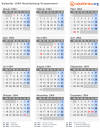 Kalender 1964 mit Ferien und Feiertagen Mecklenburg-Vorpommern