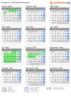 Kalender 1964 mit Ferien und Feiertagen Niedersachsen