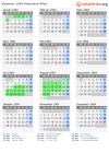 Kalender 1964 mit Ferien und Feiertagen Rheinland-Pfalz