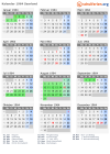 Kalender 1964 mit Ferien und Feiertagen Saarland