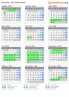 Kalender 1964 mit Ferien und Feiertagen Steiermark