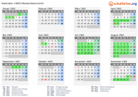 Kalender 1965 mit Ferien und Feiertagen Niederösterreich