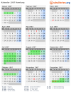 Kalender 1967 mit Ferien und Feiertagen Hamburg