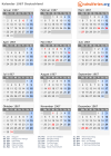 Kalender 1967 mit Ferien und Feiertagen Deutschland