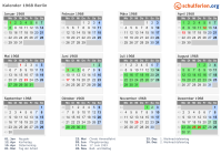 Kalender 1968 mit Ferien und Feiertagen Berlin