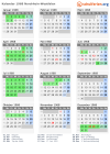 Kalender 1968 mit Ferien und Feiertagen Nordrhein-Westfalen