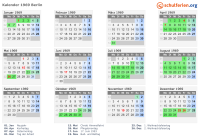 Kalender 1969 mit Ferien und Feiertagen Berlin