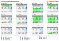 Kalender 1969 mit Ferien und Feiertagen Niederösterreich