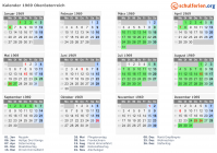 Kalender 1969 mit Ferien und Feiertagen Oberösterreich