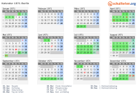Kalender 1971 mit Ferien und Feiertagen Berlin