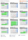 Kalender 1971 mit Ferien und Feiertagen Bremen