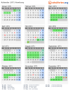 Kalender 1971 mit Ferien und Feiertagen Hamburg