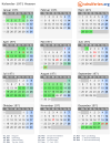 Kalender 1971 mit Ferien und Feiertagen Hessen