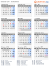 Kalender 1971 mit Ferien und Feiertagen Deutschland