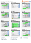 Kalender 1971 mit Ferien und Feiertagen Niedersachsen