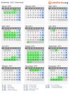 Kalender 1971 mit Ferien und Feiertagen Saarland