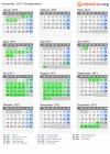 Kalender 1971 mit Ferien und Feiertagen Burgenland