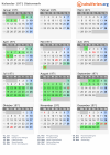 Kalender 1971 mit Ferien und Feiertagen Steiermark