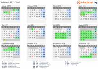 Kalender 1971 mit Ferien und Feiertagen Tirol