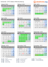 Kalender 1972 mit Ferien und Feiertagen Baden-Württemberg