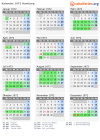 Kalender 1972 mit Ferien und Feiertagen Hamburg