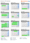 Kalender 1972 mit Ferien und Feiertagen Saarland
